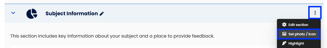 Moodle - Section Action Menu - Set Photo Icon